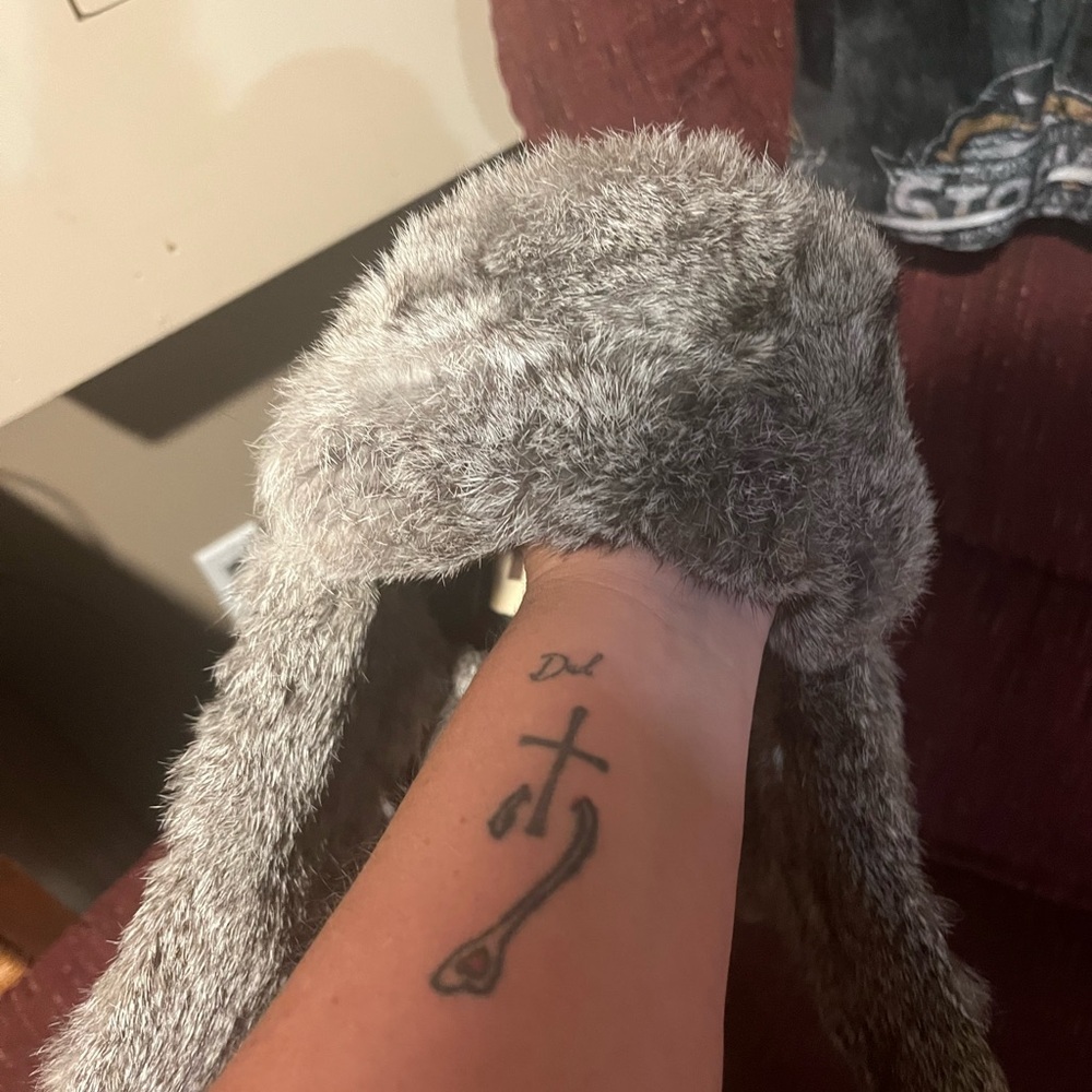 Gray and navy Fur Trapper Hat